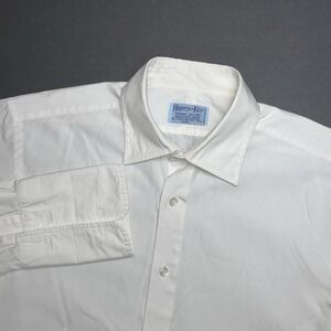 Hilditch & Key Dress Shirt Men 15.5 - 39 Solid White French Cuff Two Fold Cotton